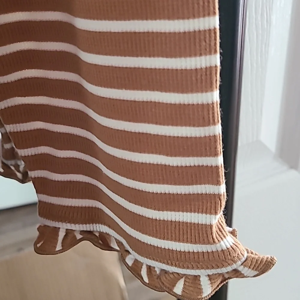 CROFT & BARROW WOMENS BROWN AND WHITE PLUS SIZE STRIPED LONG SLEEVE TOP SIZE XXL - Picture 6 of 12